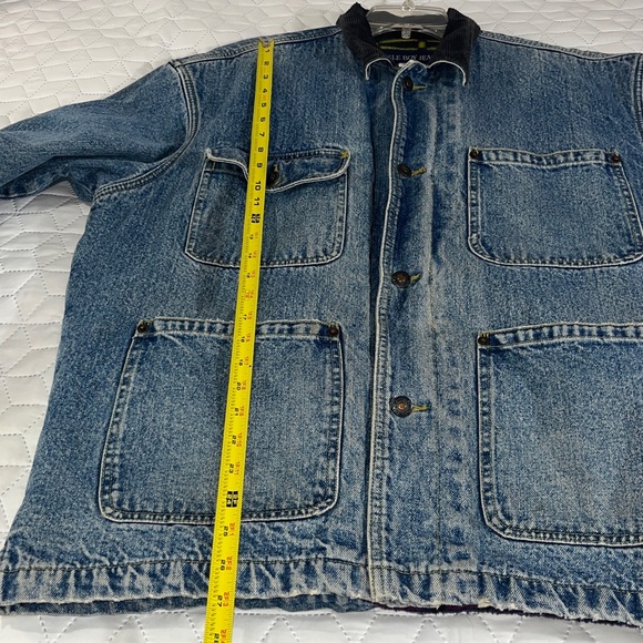 Vintage Bugle Boy Denim Barn Jacket Fleece Lined Corduroy Collar Size M - Picture 10 of 12